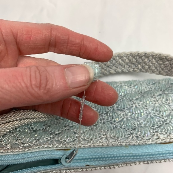 PINO Carina Dainty Baby Blue Crocheted Handbag - Picture 2 of 7